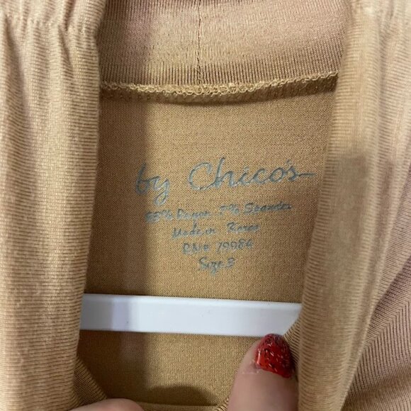Chicos Size 3 Mock Neck Stretchy Long-Sleeve Shirt - Picture 3 of 6